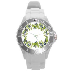 Birthday Card Flowers Daisies Ivy Round Plastic Sport Watch (l) by Nexatart