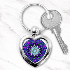 Graphic Isolated Mandela Colorful Key Chains (heart)  by Nexatart