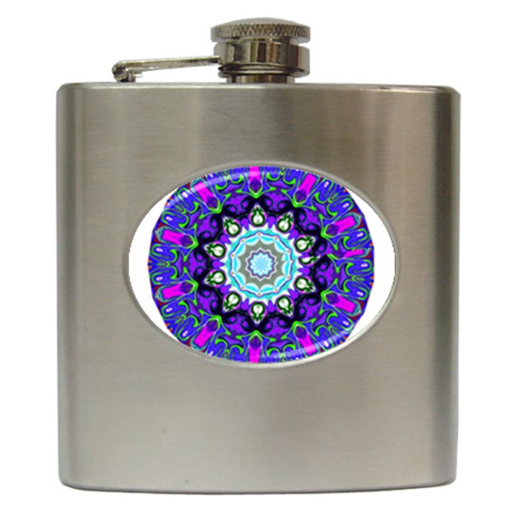 Graphic Isolated Mandela Colorful Hip Flask (6 oz)