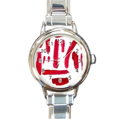 Paint Paint Smear Splotch Texture Round Italian Charm Watch by Nexatart