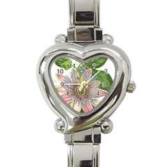 Passion Flower Flower Plant Blossom Heart Italian Charm Watch by Nexatart