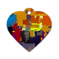 Abstract Vibrant Colour Dog Tag Heart (two Sides) by Nexatart