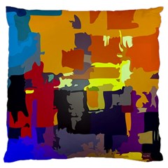 Abstract Vibrant Colour Large Flano Cushion Case (one Side) by Nexatart