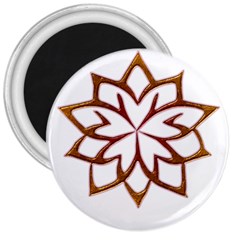 Abstract Shape Outline Floral Gold 3  Magnets by Nexatart