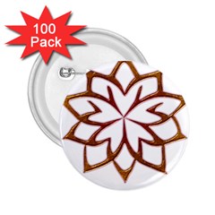 Abstract Shape Outline Floral Gold 2 25  Buttons (100 Pack)  by Nexatart