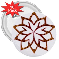 Abstract Shape Outline Floral Gold 3  Buttons (10 Pack)  by Nexatart