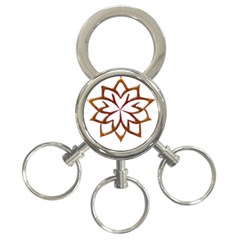 Abstract Shape Outline Floral Gold 3-ring Key Chains by Nexatart