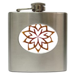 Abstract Shape Outline Floral Gold Hip Flask (6 Oz) by Nexatart