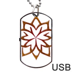 Abstract Shape Outline Floral Gold Dog Tag Usb Flash (two Sides) by Nexatart