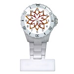 Abstract Shape Outline Floral Gold Plastic Nurses Watch Front