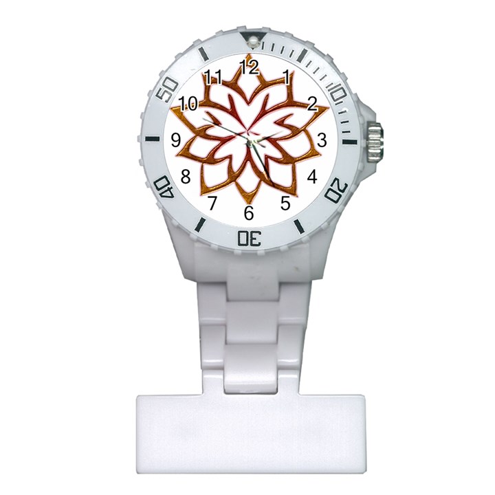 Abstract Shape Outline Floral Gold Plastic Nurses Watch