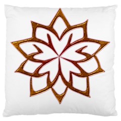 Abstract Shape Outline Floral Gold Large Flano Cushion Case (one Side) by Nexatart