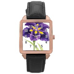 Lily Flower Plant Blossom Bloom Rose Gold Leather Watch  by Nexatart