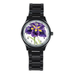 Lily Flower Plant Blossom Bloom Stainless Steel Round Watch by Nexatart