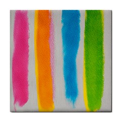 Watercolors Stripes             Tile Coaster by LalyLauraFLM