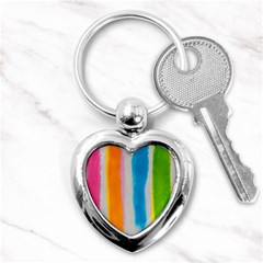 Watercolors Stripes             Key Chain (heart) by LalyLauraFLM