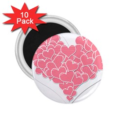 Heart Stripes Symbol Striped 2 25  Magnets (10 Pack)  by Nexatart