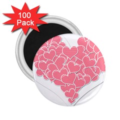 Heart Stripes Symbol Striped 2 25  Magnets (100 Pack)  by Nexatart