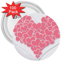 Heart Stripes Symbol Striped 3  Buttons (100 Pack)  by Nexatart