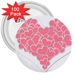 Heart Stripes Symbol Striped 3  Buttons (100 pack)  Front