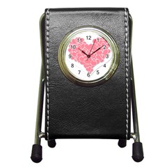 Heart Stripes Symbol Striped Pen Holder Desk Clocks by Nexatart