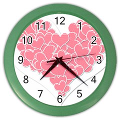 Heart Stripes Symbol Striped Color Wall Clocks by Nexatart