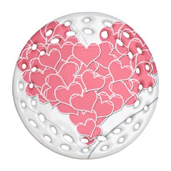 Heart Stripes Symbol Striped Ornament (round Filigree) by Nexatart