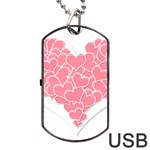 Heart Stripes Symbol Striped Dog Tag USB Flash (One Side) Front