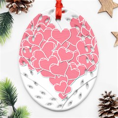 Heart Stripes Symbol Striped Ornament (oval Filigree) by Nexatart