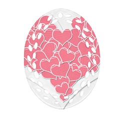 Heart Stripes Symbol Striped Oval Filigree Ornament (two Sides) by Nexatart