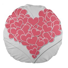 Heart Stripes Symbol Striped Large 18  Premium Round Cushions by Nexatart