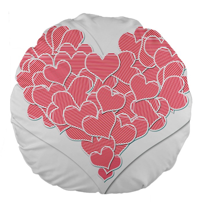 Heart Stripes Symbol Striped Large 18  Premium Round Cushions