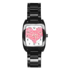 Heart Stripes Symbol Striped Stainless Steel Barrel Watch by Nexatart