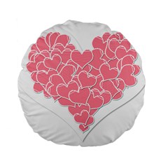 Heart Stripes Symbol Striped Standard 15  Premium Flano Round Cushions by Nexatart