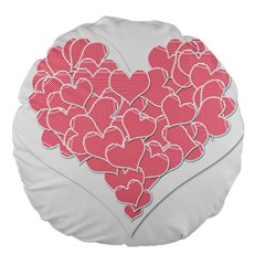 Heart Stripes Symbol Striped Large 18  Premium Flano Round Cushions by Nexatart