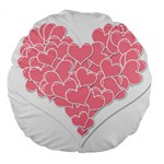 Heart Stripes Symbol Striped Large 18  Premium Flano Round Cushions Front