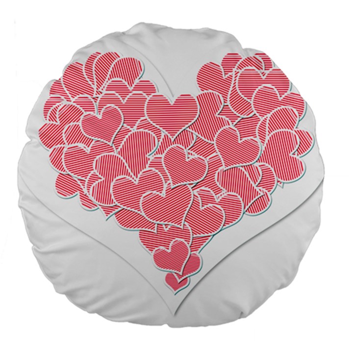 Heart Stripes Symbol Striped Large 18  Premium Flano Round Cushions