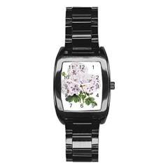 Flower Plant Blossom Bloom Vintage Stainless Steel Barrel Watch by Nexatart