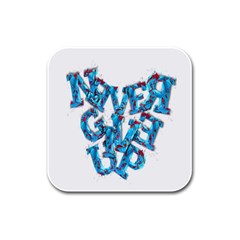 Sport Crossfit Fitness Gym Never Give Up Rubber Square Coaster (4 Pack)  by Nexatart