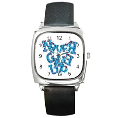 Sport Crossfit Fitness Gym Never Give Up Square Metal Watch by Nexatart