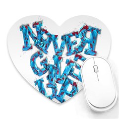 Sport Crossfit Fitness Gym Never Give Up Heart Mousepads by Nexatart