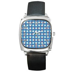 Geometric Dots Pattern Rainbow Square Metal Watch by Nexatart