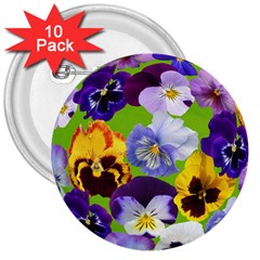 Spring Pansy Blossom Bloom Plant 3  Buttons (10 Pack)  by Nexatart