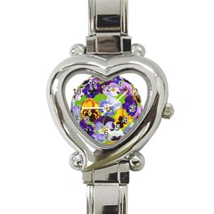 Spring Pansy Blossom Bloom Plant Heart Italian Charm Watch by Nexatart