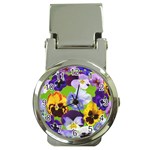 Spring Pansy Blossom Bloom Plant Money Clip Watches Front