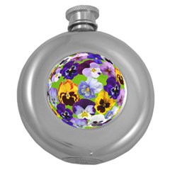 Spring Pansy Blossom Bloom Plant Round Hip Flask (5 Oz) by Nexatart