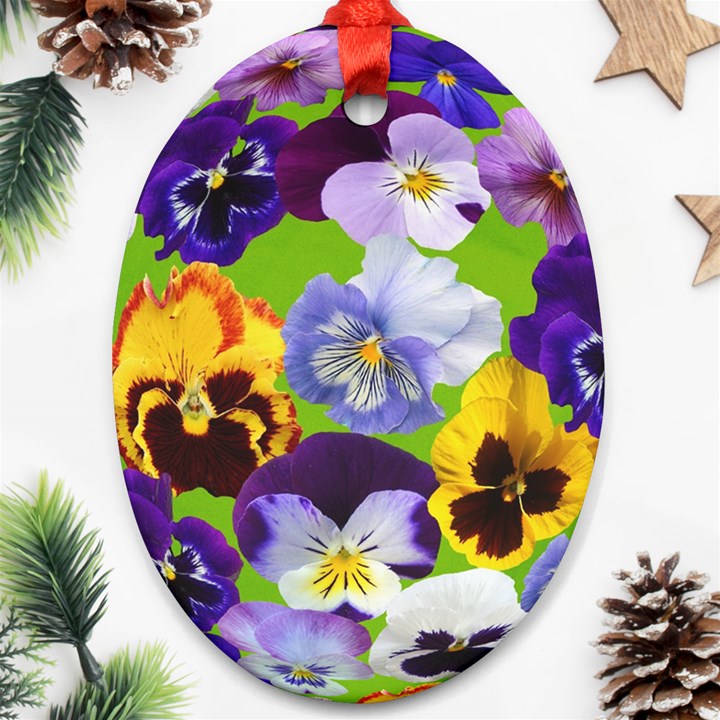 Spring Pansy Blossom Bloom Plant Oval Ornament (Two Sides)