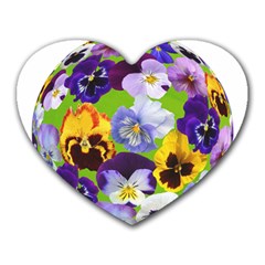 Spring Pansy Blossom Bloom Plant Heart Mousepads by Nexatart