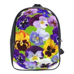 Spring Pansy Blossom Bloom Plant School Bags(large)  by Nexatart