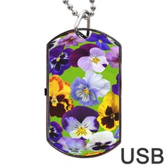 Spring Pansy Blossom Bloom Plant Dog Tag Usb Flash (one Side) by Nexatart